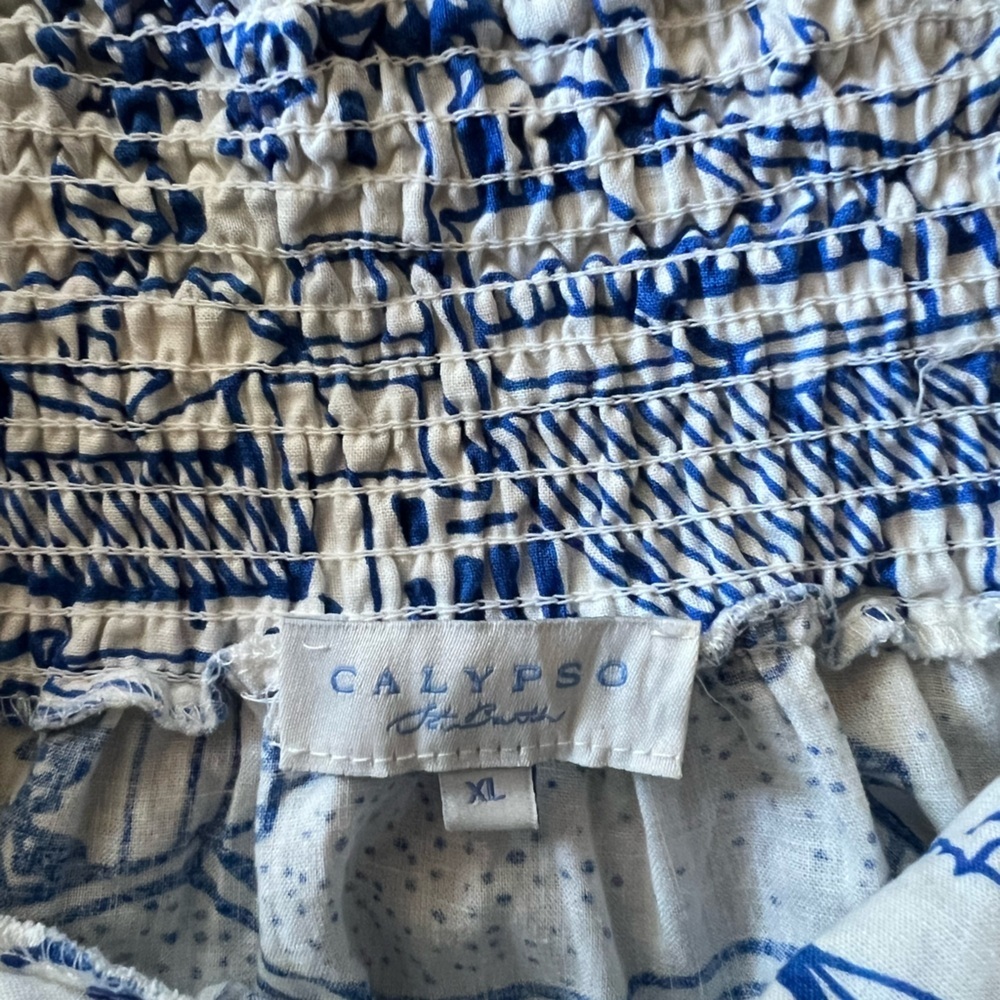 Calypso St. Barth Coastal Sails Linen Blend Maxi Skirt Sz XL - Picture 5 of 11